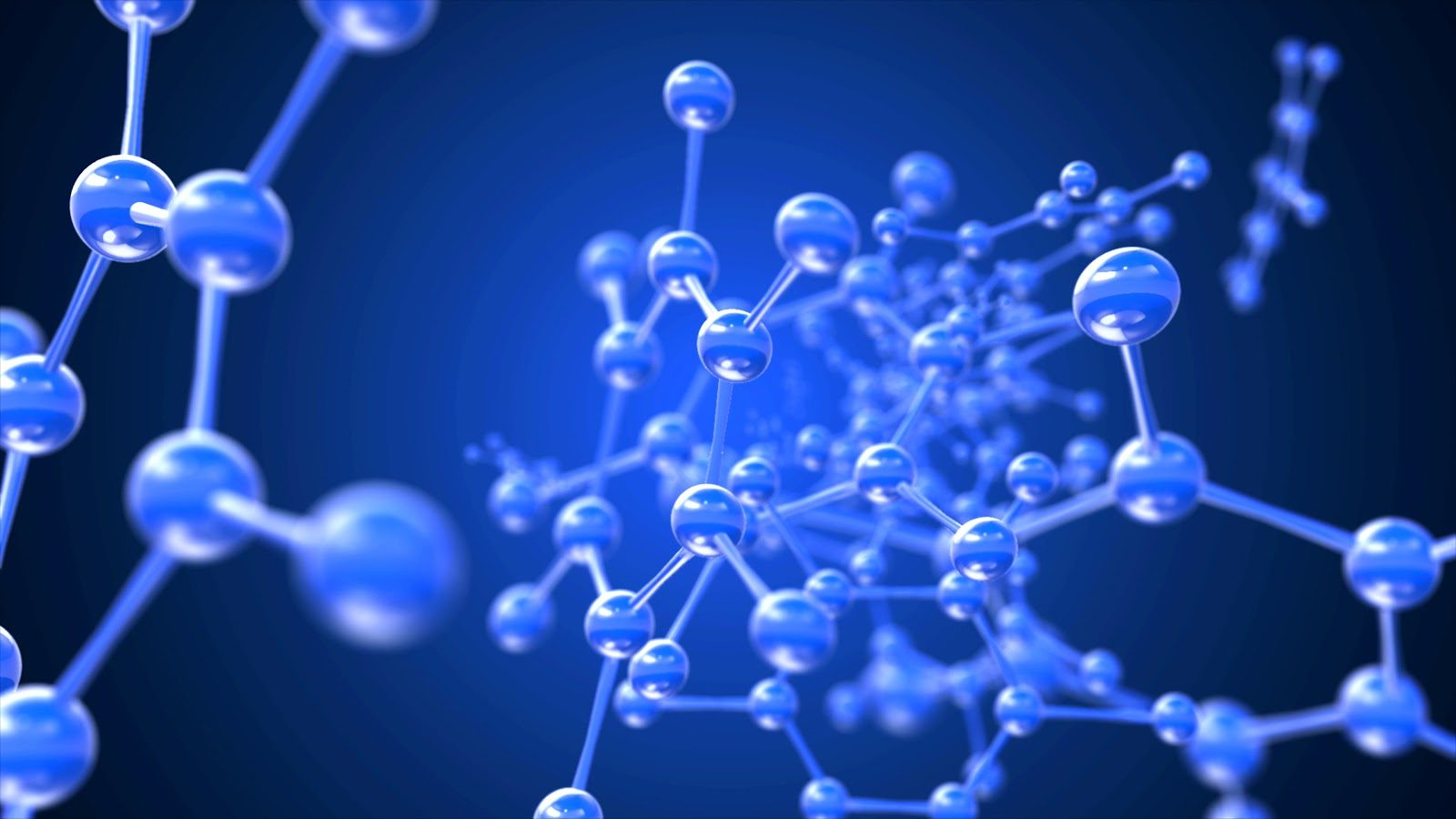 Blue molecular structures rendered in three dimensions against a dark background — the steroid hormones and their metabolites that Nutrition 223 teaches chiropractors to test and interpret in clinical practice