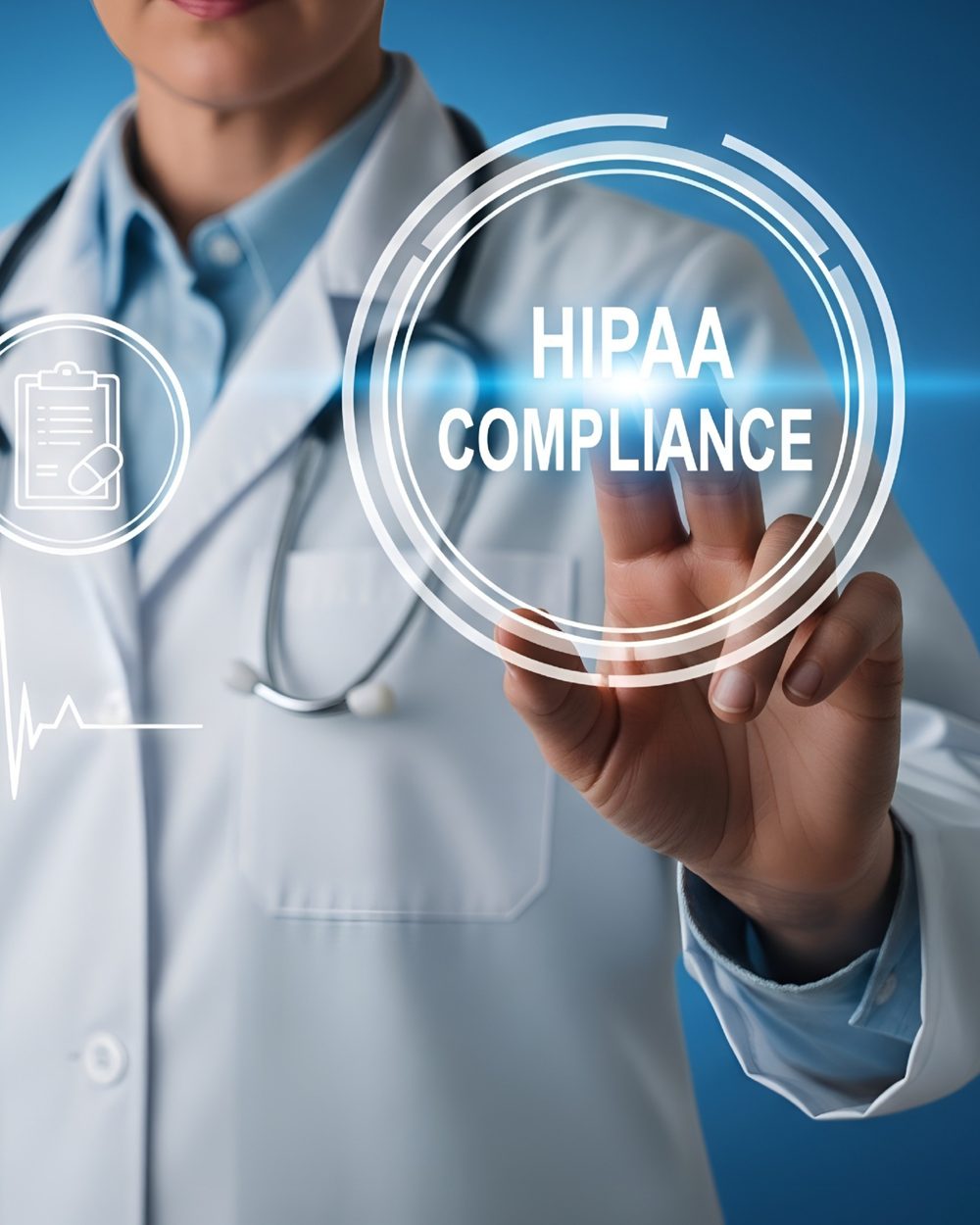 Doctor touching a HIPAA Compliance interface ring — chiropractic HIPAA compliance CE courses; CCEDseminars category page