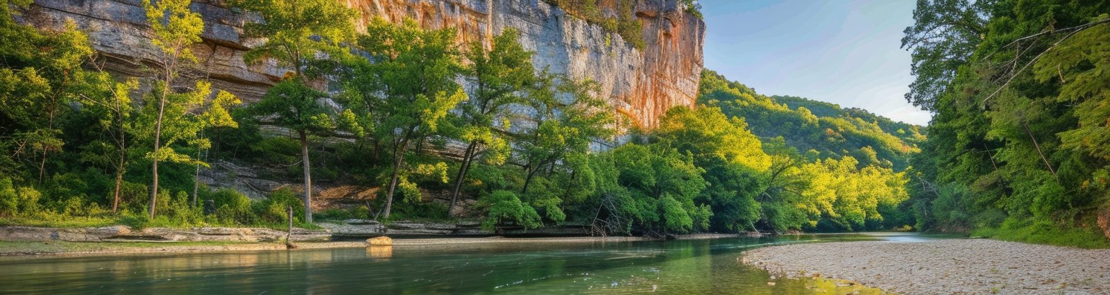 Buffalo National River with limestone bluffs in Arkansas — online chiropractic CE state guidelines hero image