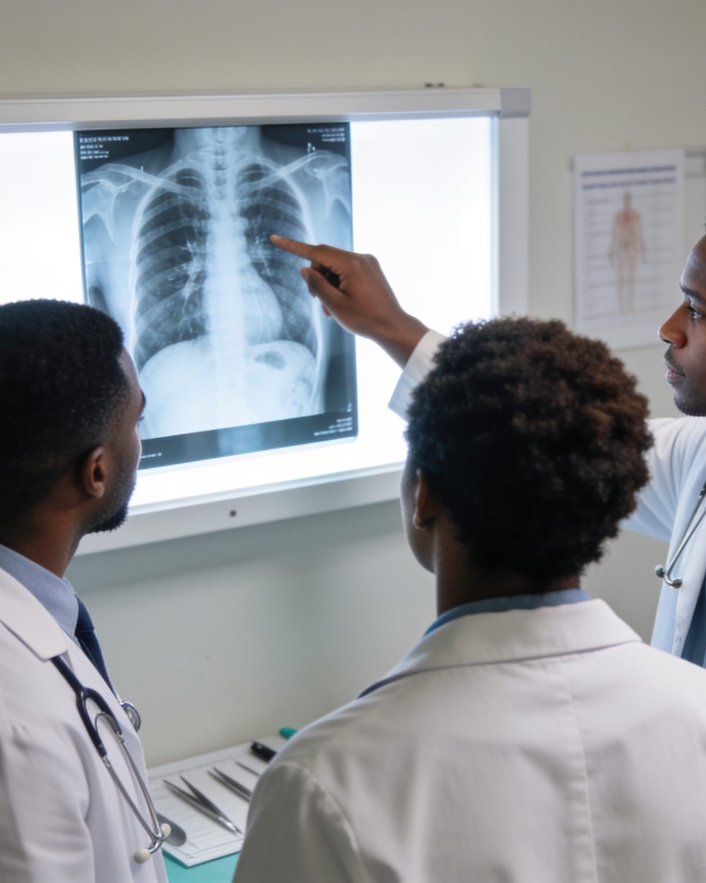 Doctors reviewing a chest X-ray at a light box — case study and clinical pearls CE courses for chiropractors; CCEDseminars category page