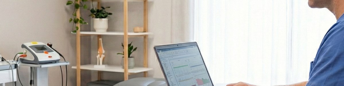 Chiropractic clinician completing compliant documentation and risk management charting in a clinical setting