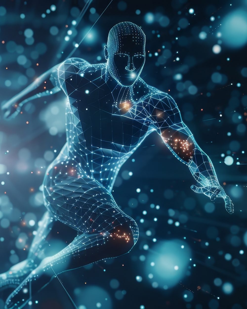 Athlete in motion with highlighted injury sites — athletic injury and sports medicine CE courses for chiropractors; CCEDseminars category page