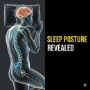 A high-resolution professional split-screen thumbnail for a chiropractic CE course. The left side features a detailed 3D medical illustration of a person lying on their side in a sleep posture, showing a transparent view of the brain, spinal column, and intricate neural pathways illuminated in gold. The right side is a solid black background with bold, high-contrast yellow and white typography reading 